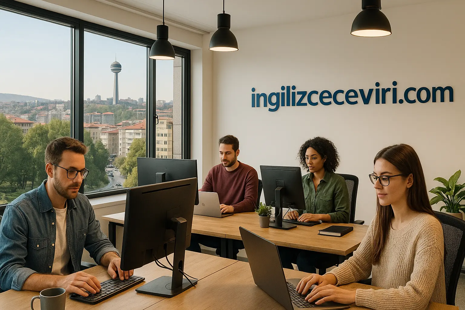 İngilizce Çeviri - Ankara'daki modern ofiste çalışan profesyonel çeviri ekibi.